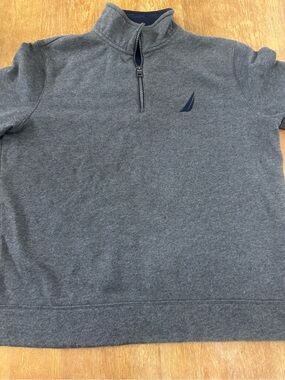 Nautica Men's Heather Charcoal Quarter-Zip Pullover